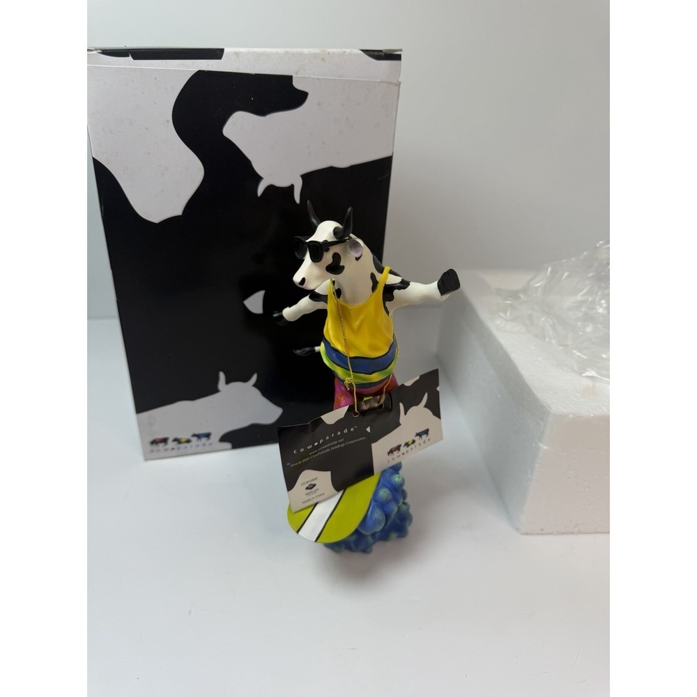 Cow Parade Cowabunga Surfer‎ Cow Figurine Westland Giftware 7253 Box Tag 2002